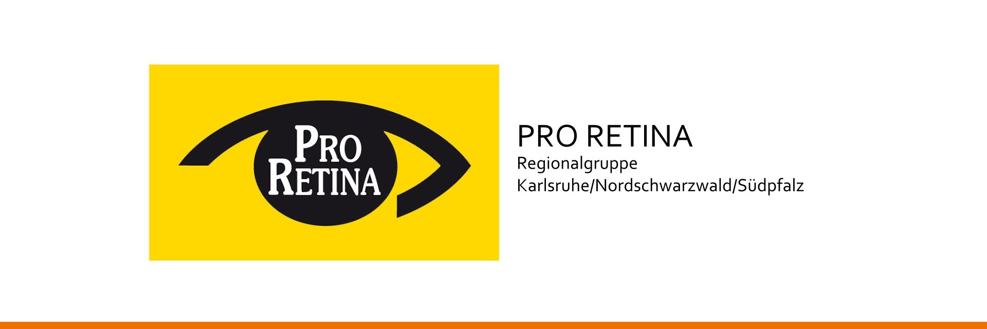 Logo PRO RETINA. Text: PRO RETINA Regionalgruppe Karlsruhe / Nordschwarzwald / Südpfalz
