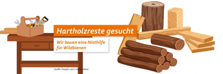 Hartholzreste gesucht. Hintergrundgrafiken: Holz, Holzstämme, Werkzeug