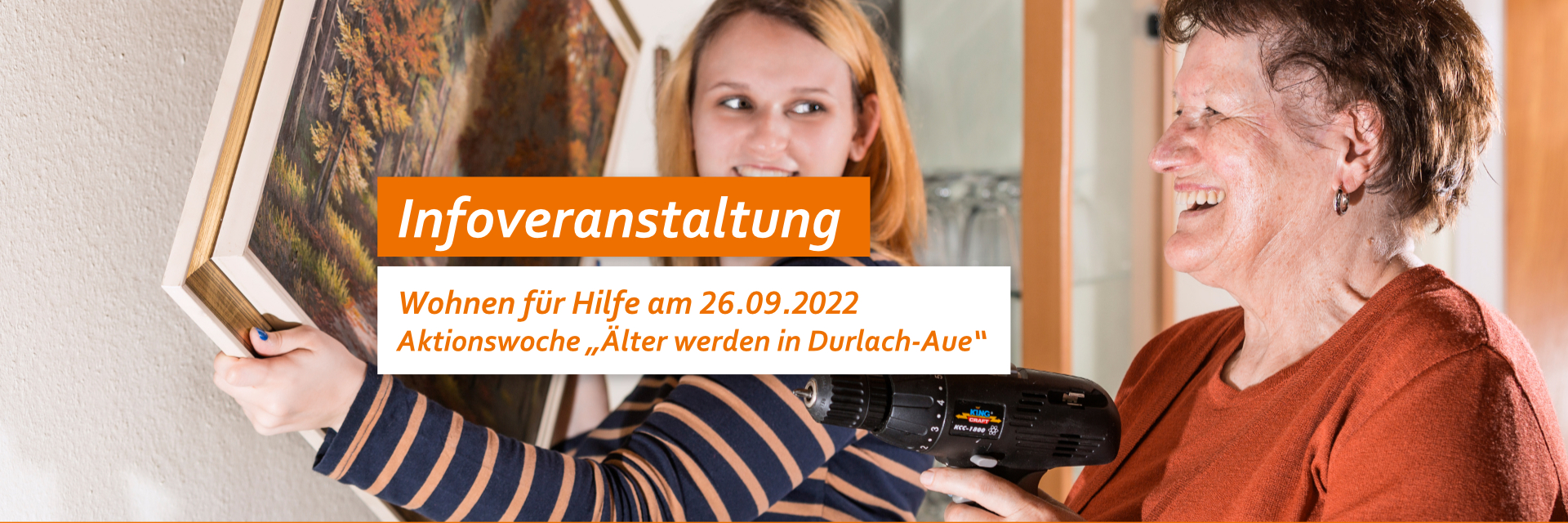 Infoveranstaltung Wohnen für Hilfe am 26.09.2022 zur Aktionswoche "Älter werden in Durlach-Aue"
