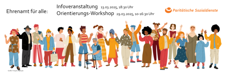 Viele, ganz verschiedene Menschen, die winken.
